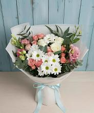 Букет цветов из:  Розы, Лизиантусы и Хризантемы в Перевицкий Торжок