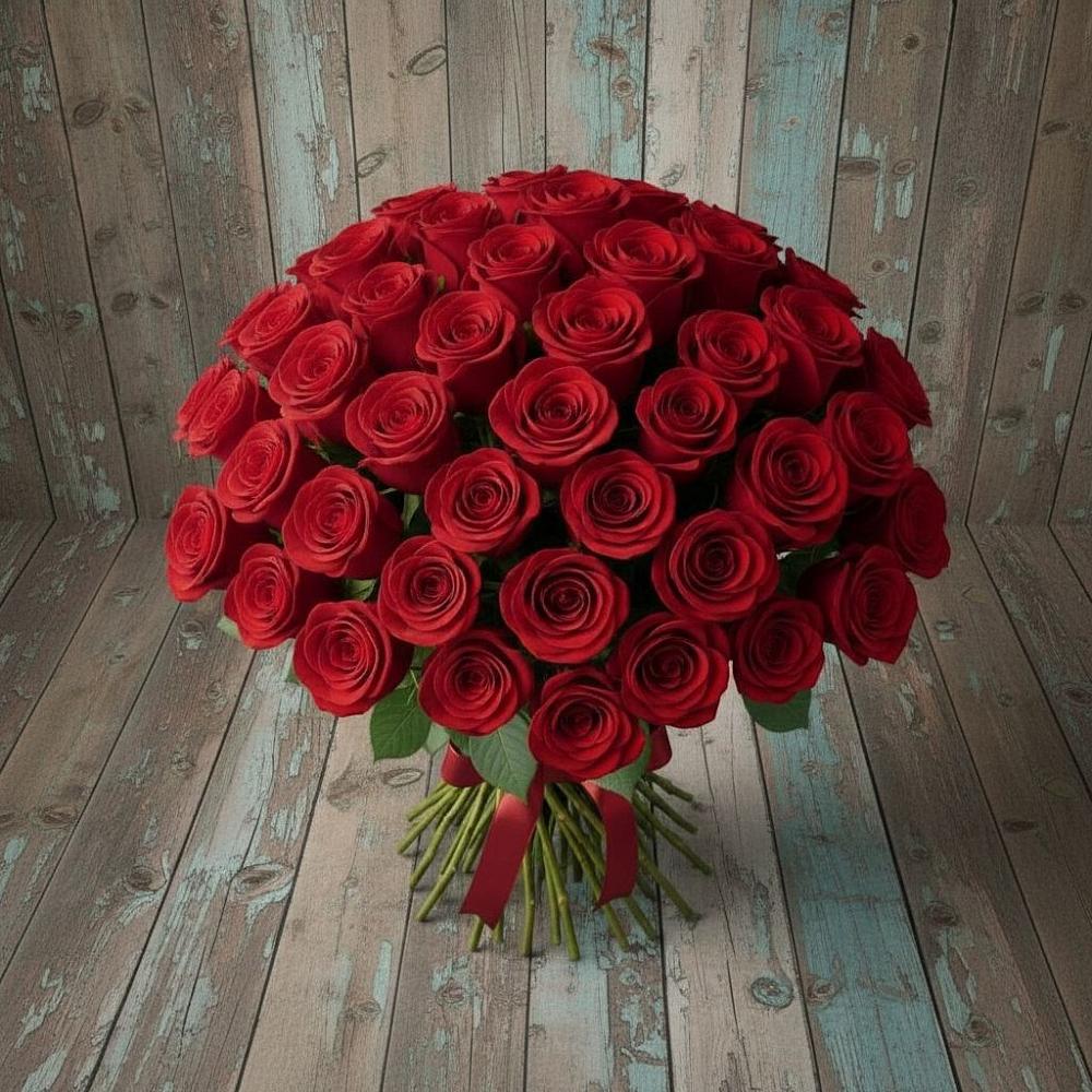 Букет 55 Красных роз Фридом в Перевицкий Торжок