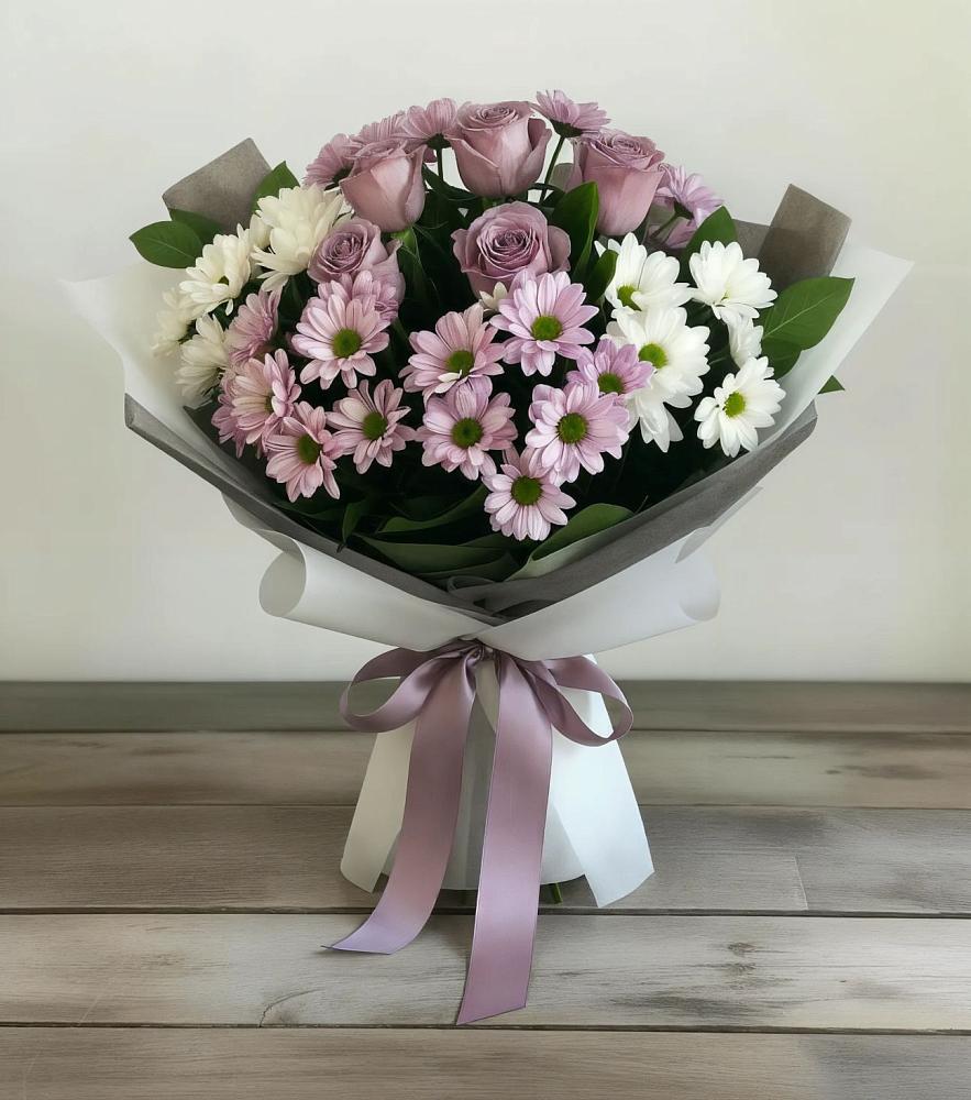 Букет цветов из: Хризантемы и Розы в Перевицкий Торжок