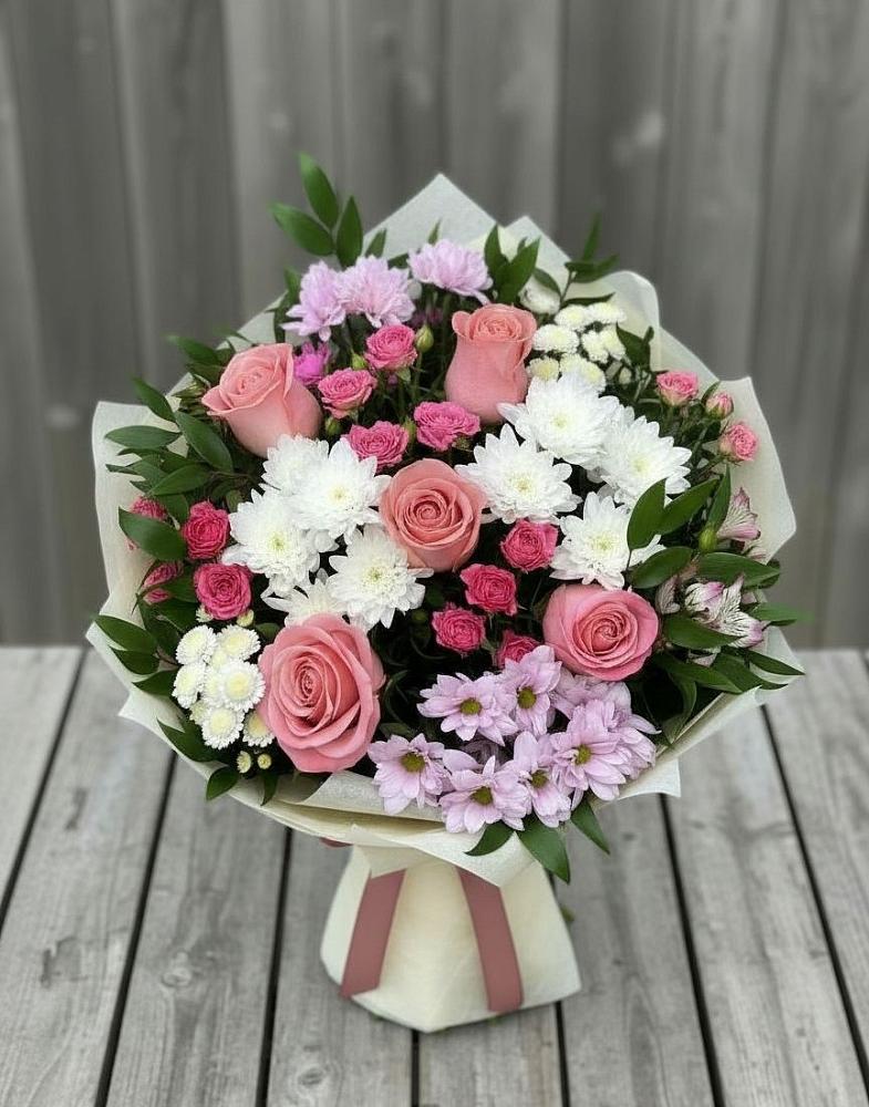 Букет цветов из: Альстромерии, Гвоздики, Розы и Хризантемы в Перевицкий Торжок
