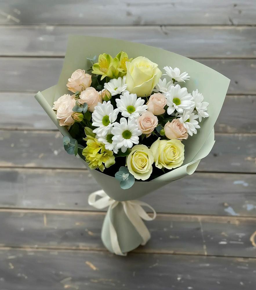 Букет цветов из: Альстромерии, Розы и Хризантемы в Перевицкий Торжок