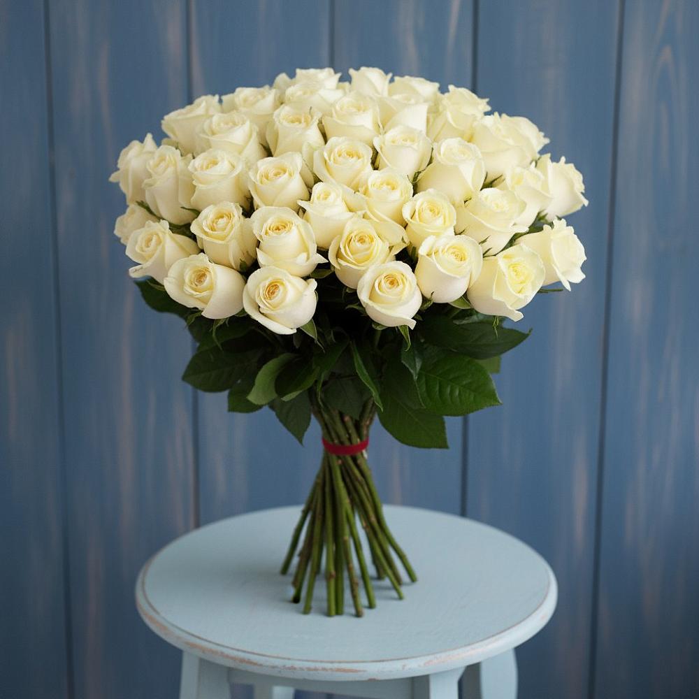 Букет 51 Белая роза Эдлесс Лав в Перевицкий Торжок