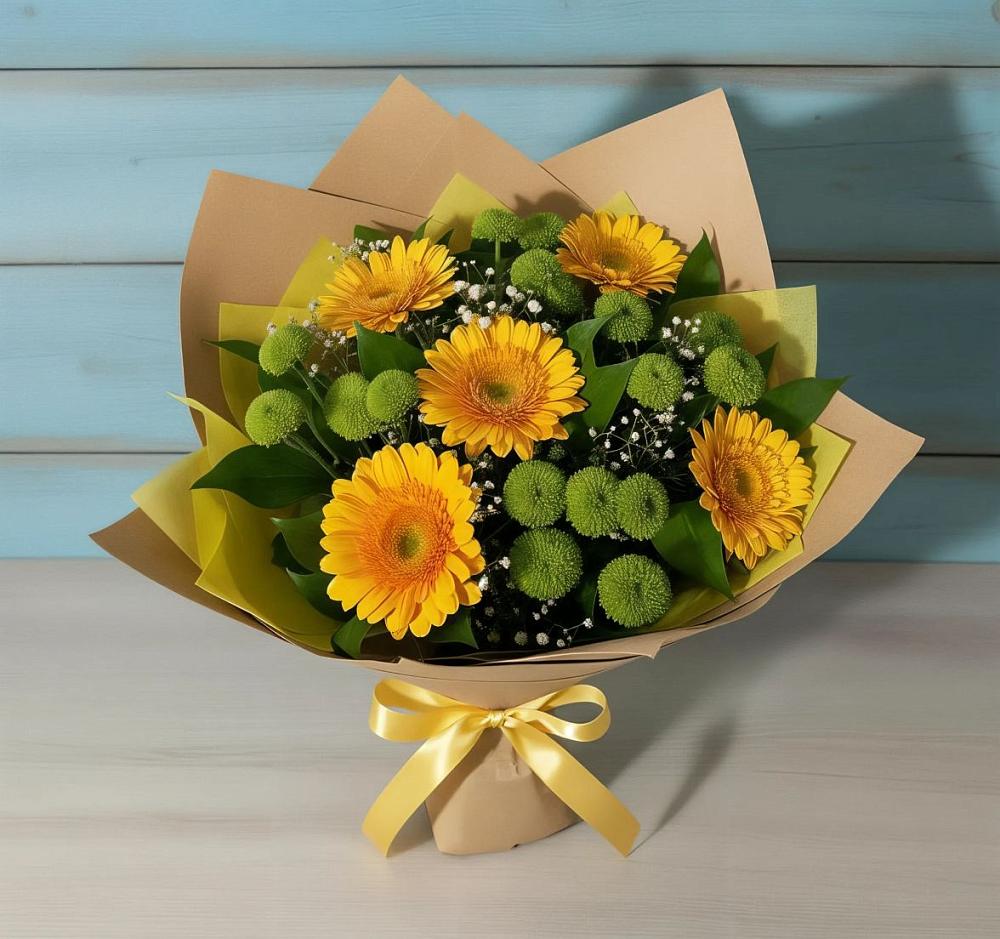 Букет цветов из: Герберы и Хризантемы в Перевицкий Торжок