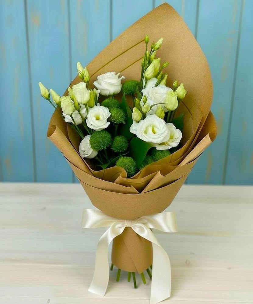 Букет цветов из: Хризантемы и Лизиантусы в Перевицкий Торжок