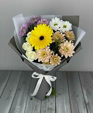 Букет цветов из:  Розы, Герберы и Хризантемы в Перевицкий Торжок