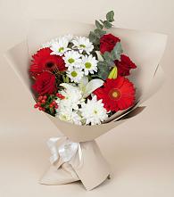 Букет цветов из:  Розы, Хризантемы, Герберы и Лилии в Перевицкий Торжок