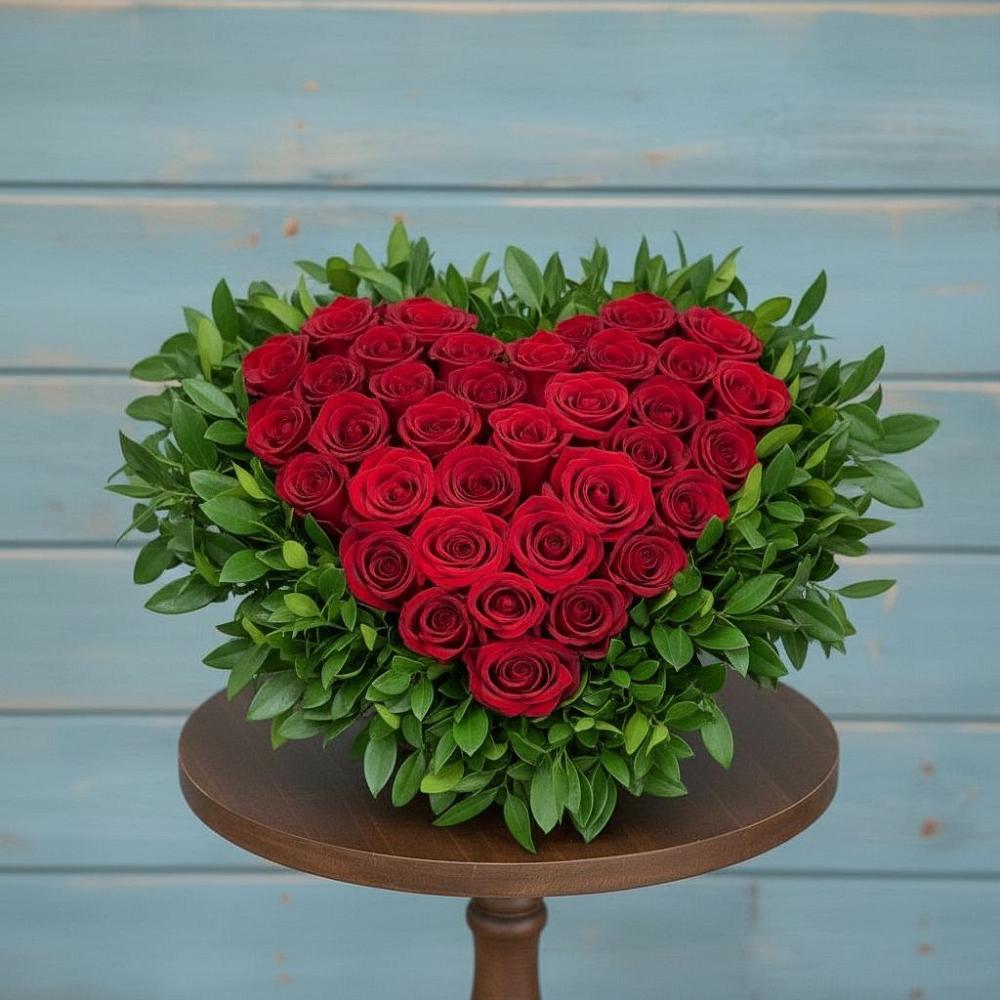 Цветочная композиция из Розы в виде сердца в Перевицкий Торжок