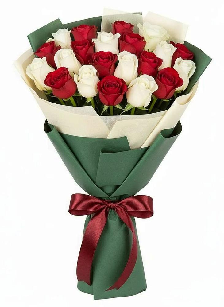 Букет Микс из красных и белых роз в Перевицкий Торжок