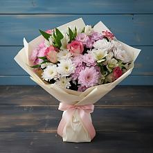 Букет цветов из:  Хризантемы, Альстромерии и Розы в Перевицкий Торжок