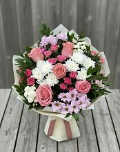 Букет цветов из:  Альстромерии, Гвоздики, Розы и Хризантемы в Перевицкий Торжок