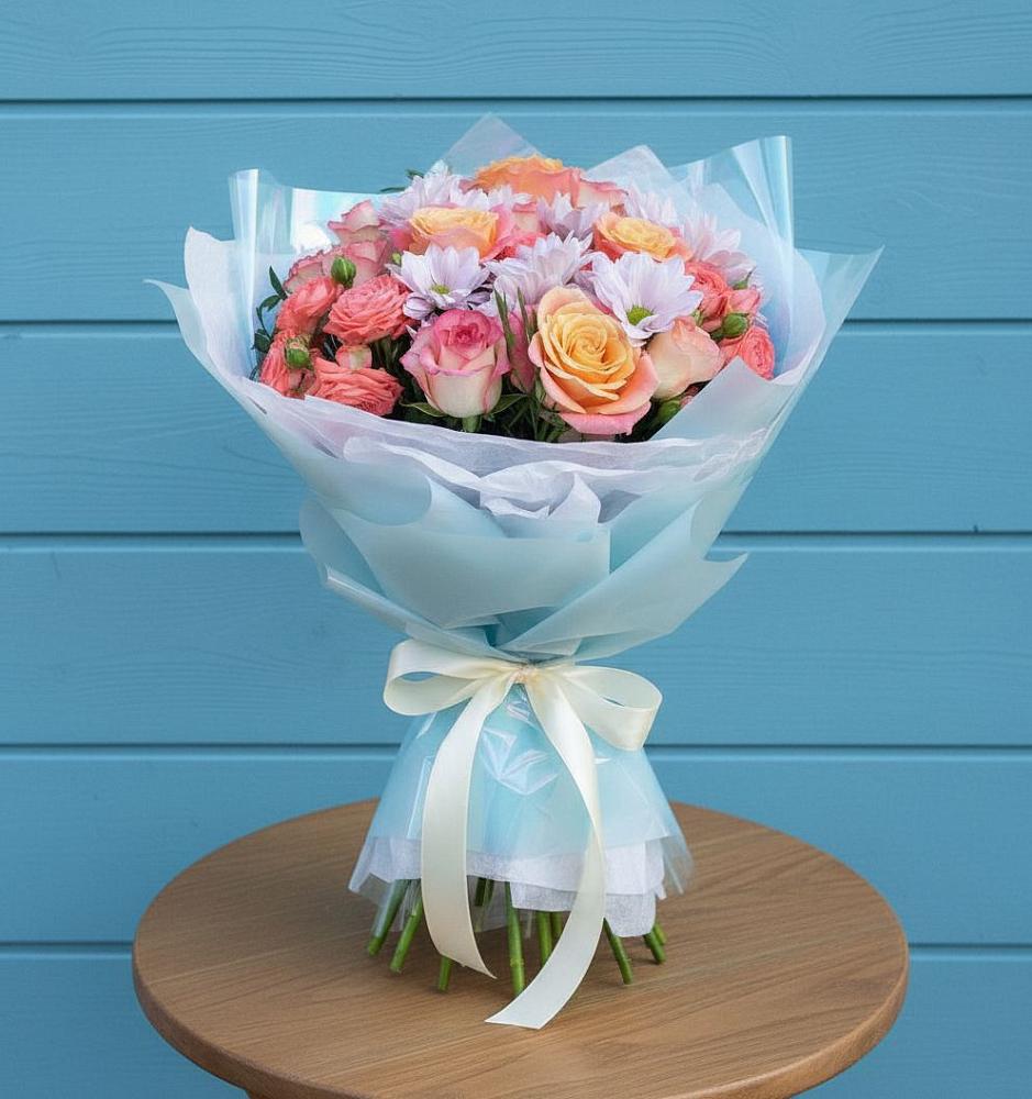 Букет цветов из: Хризантемы и Розы в Перевицкий Торжок