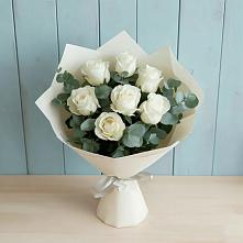 Букет Белые розы в Эвкалипте в Перевицкий Торжок